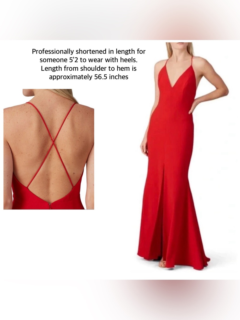 NWT Aidan Mattox Red Crepe Plunging V-Neck Gown Size 2